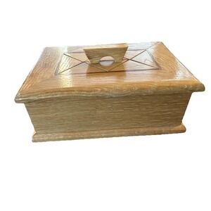 Wooden Jewelry Trinket Keepsake Box With Inlay & Grooved Design 8.75x 6.25x 3.5"